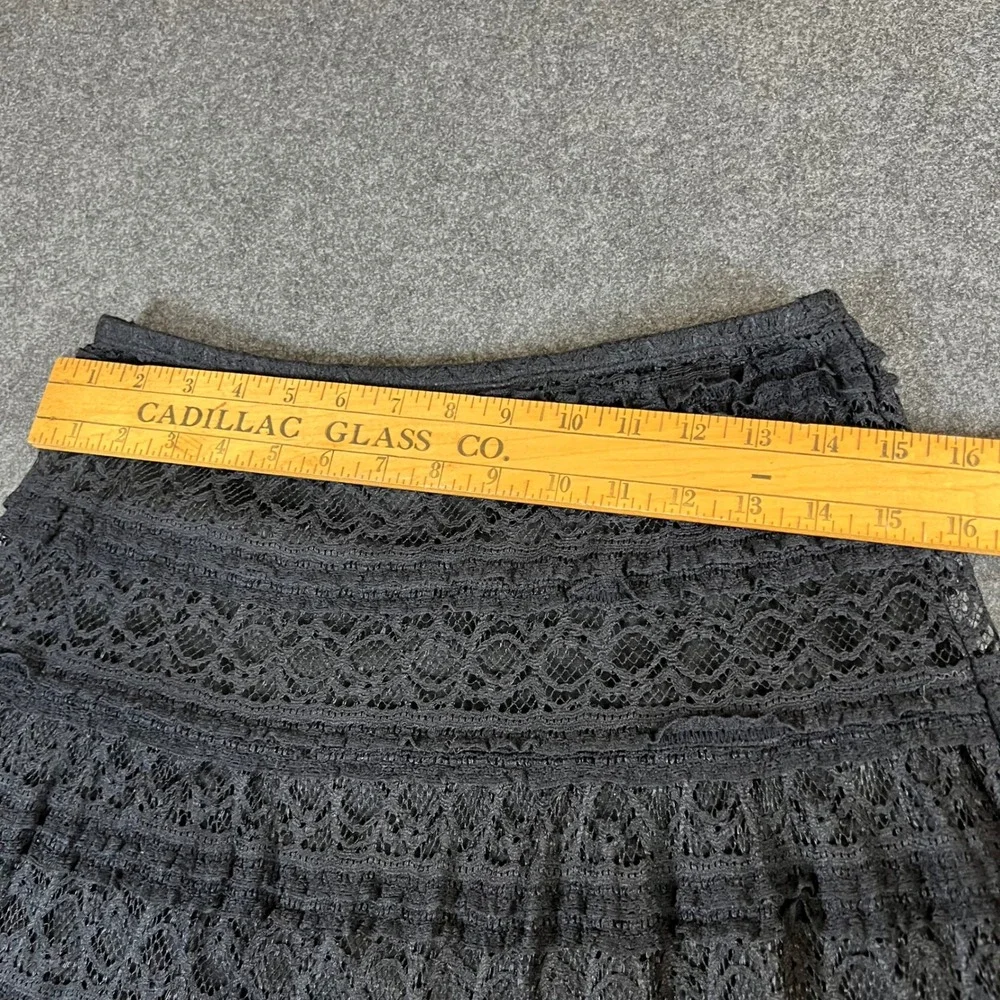 Max Studio Black Tiered Lace Maxi Skirt Boho Romantic Goth Size S Witchy Cottage